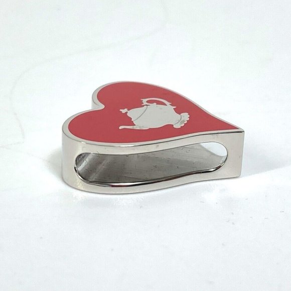 HERMES Heart motif Tea time Twilly ring Scarf ring Metal Red - Picture 3 of 7